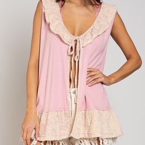POL Ruffle Sleeveless Cardiga